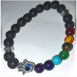 New Mens Lava Stone Gemstone Hamas hand bracelet